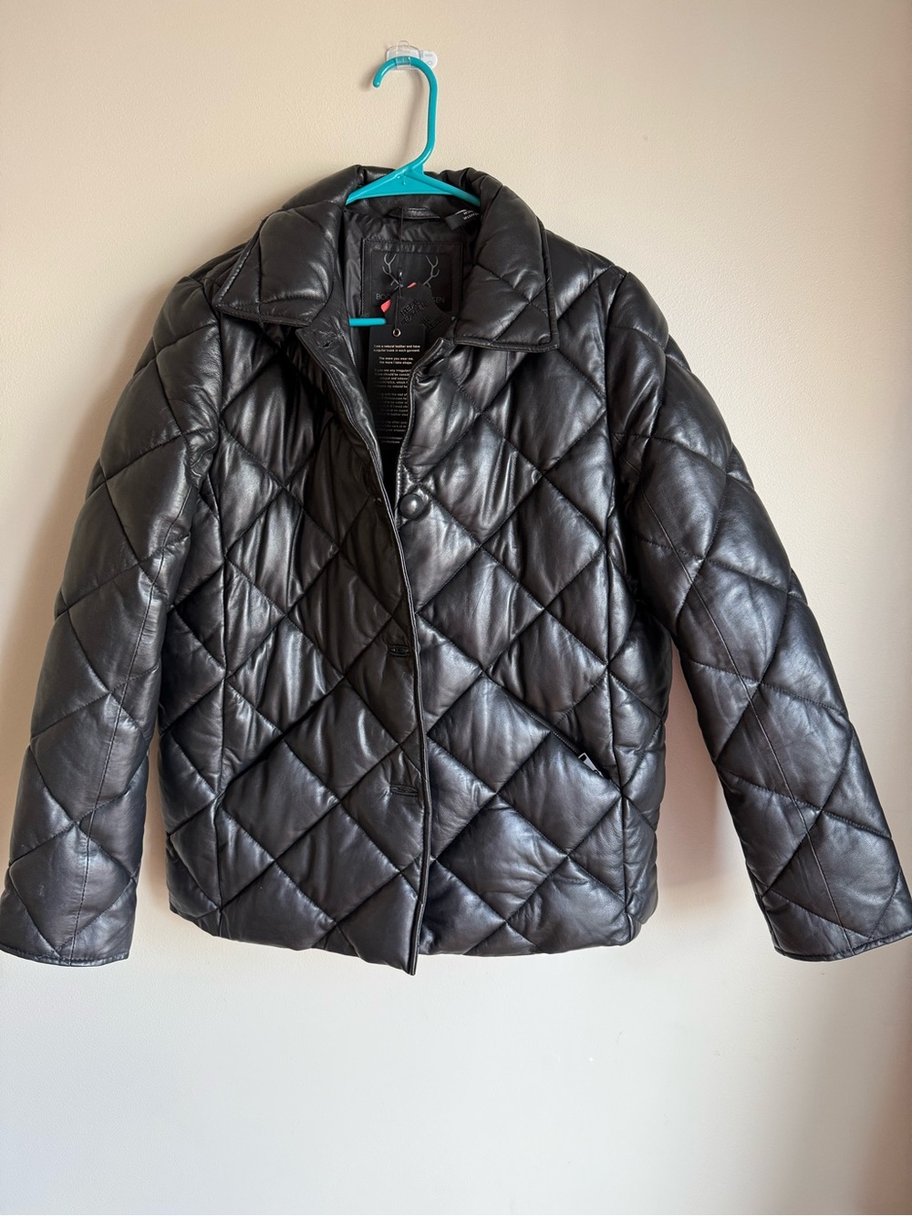 Bod & Christensen Quilted Black Lambskin Leather Jacket‎ Shani Size Medium